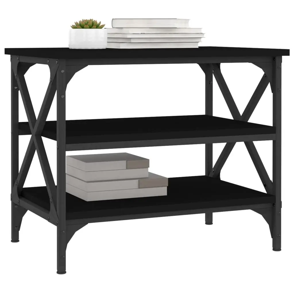 Side Table Storage 55x38x45cm Black Industrial Style