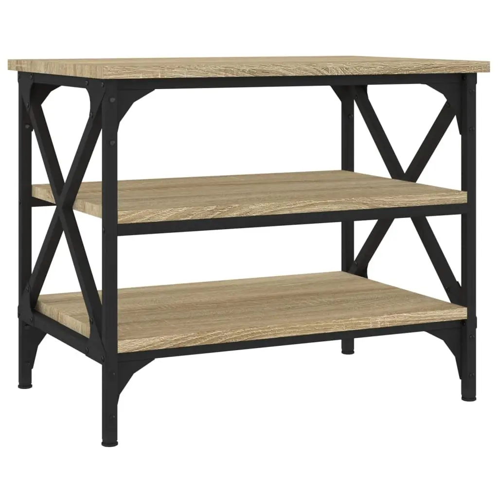 Side Table Storage Engineered Wood Brown Industrial Style 55 x 38 x 45 cm