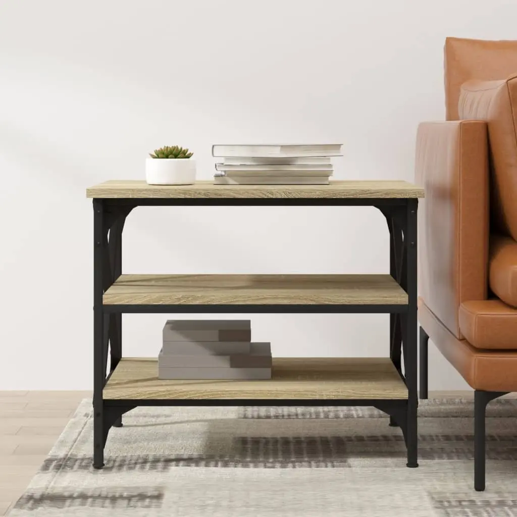Side Table Storage Engineered Wood Brown Industrial Style 55 x 38 x 45 cm