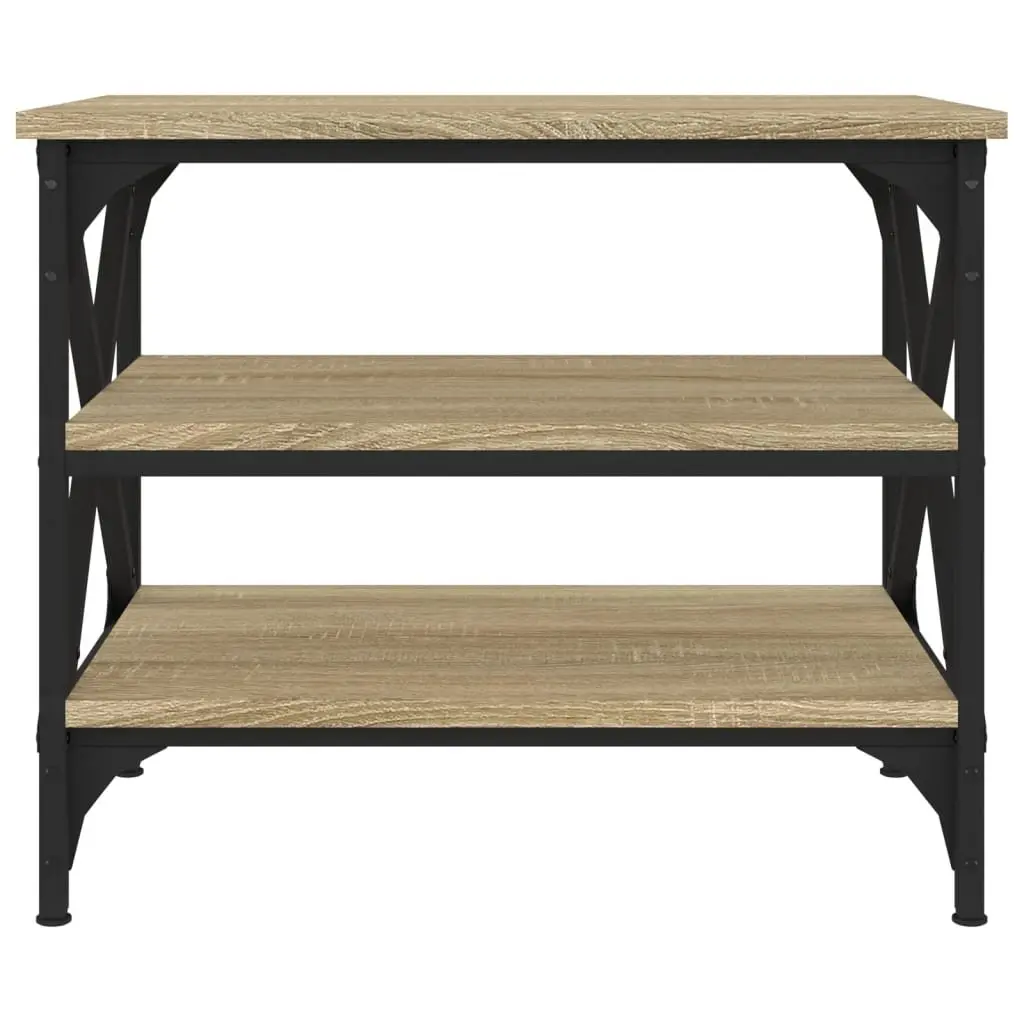 Side Table Storage Engineered Wood Brown Industrial Style 55 x 38 x 45 cm