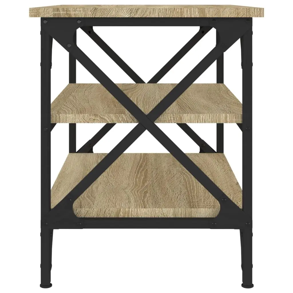 Side Table Storage Engineered Wood Brown Industrial Style 55 x 38 x 45 cm