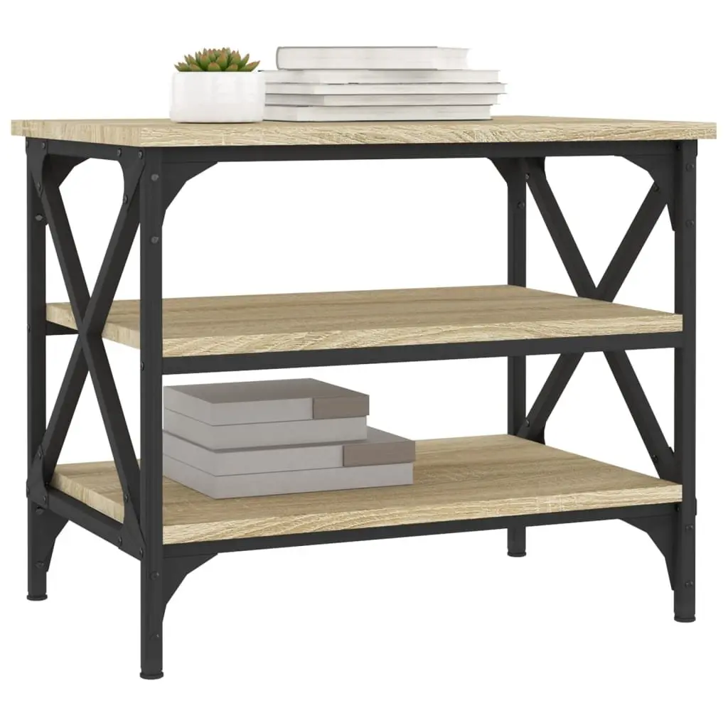 Side Table Storage Engineered Wood Brown Industrial Style 55 x 38 x 45 cm