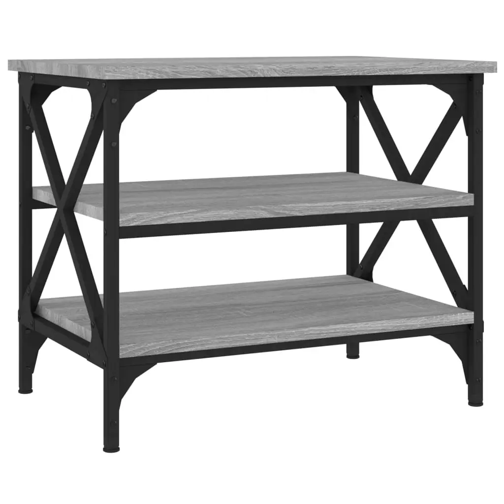 Grey Engineered Wood Side Table with Storage Industrial Frame Accent Coffee