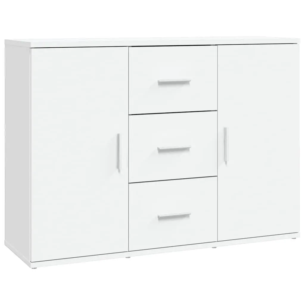 Sideboard Storage Cabinet White Engineered Wood 91x29.5x65cm 2 Doors 3 Drawers