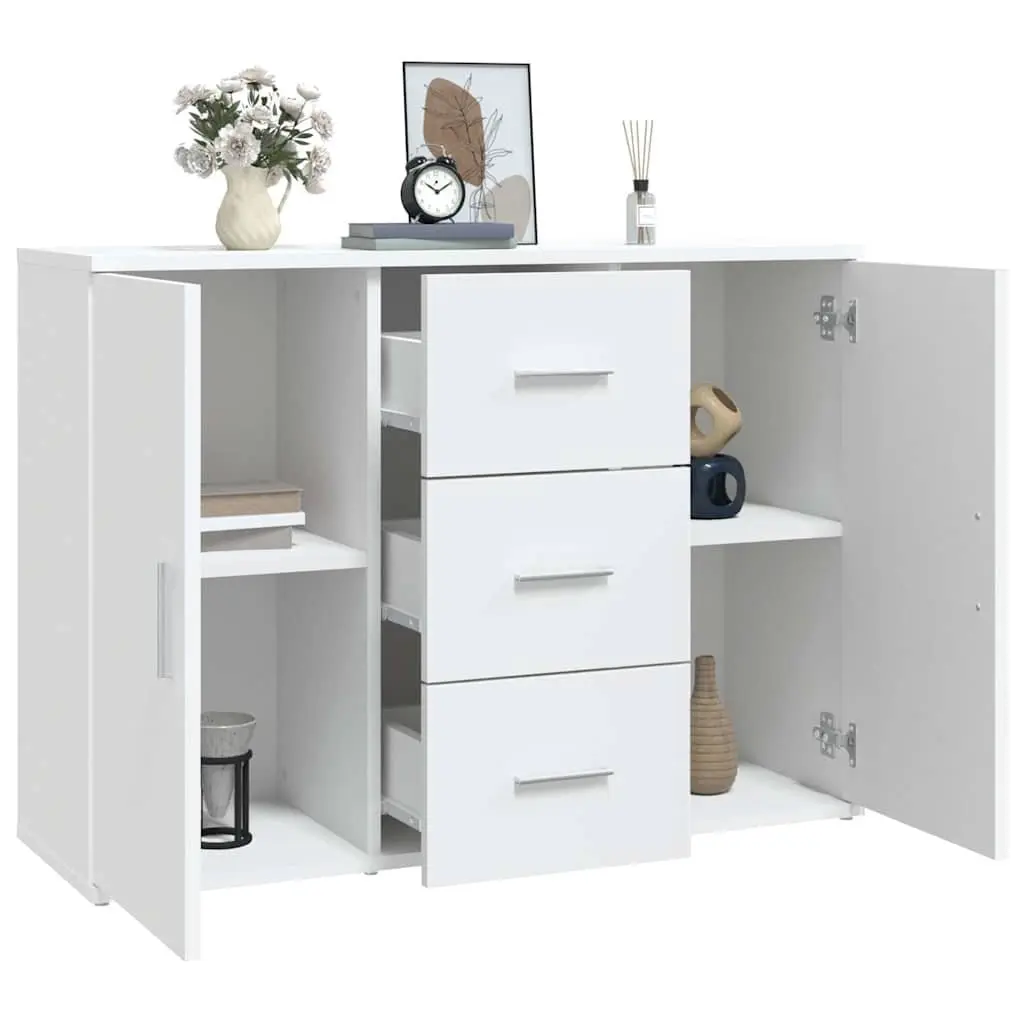 Sideboard Storage Cabinet White Engineered Wood 91x29.5x65cm 2 Doors 3 Drawers