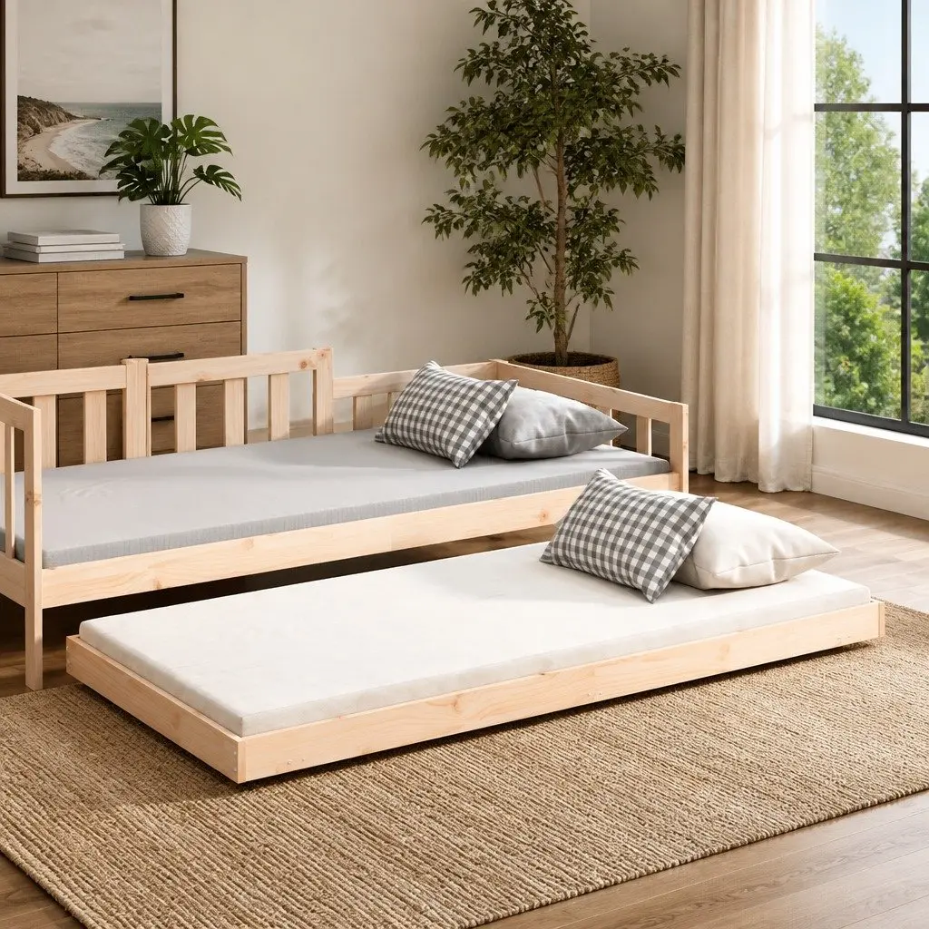 Pine Wood Bed Frame Brown Slatted Base 90x190 cm Bedroom Furniture