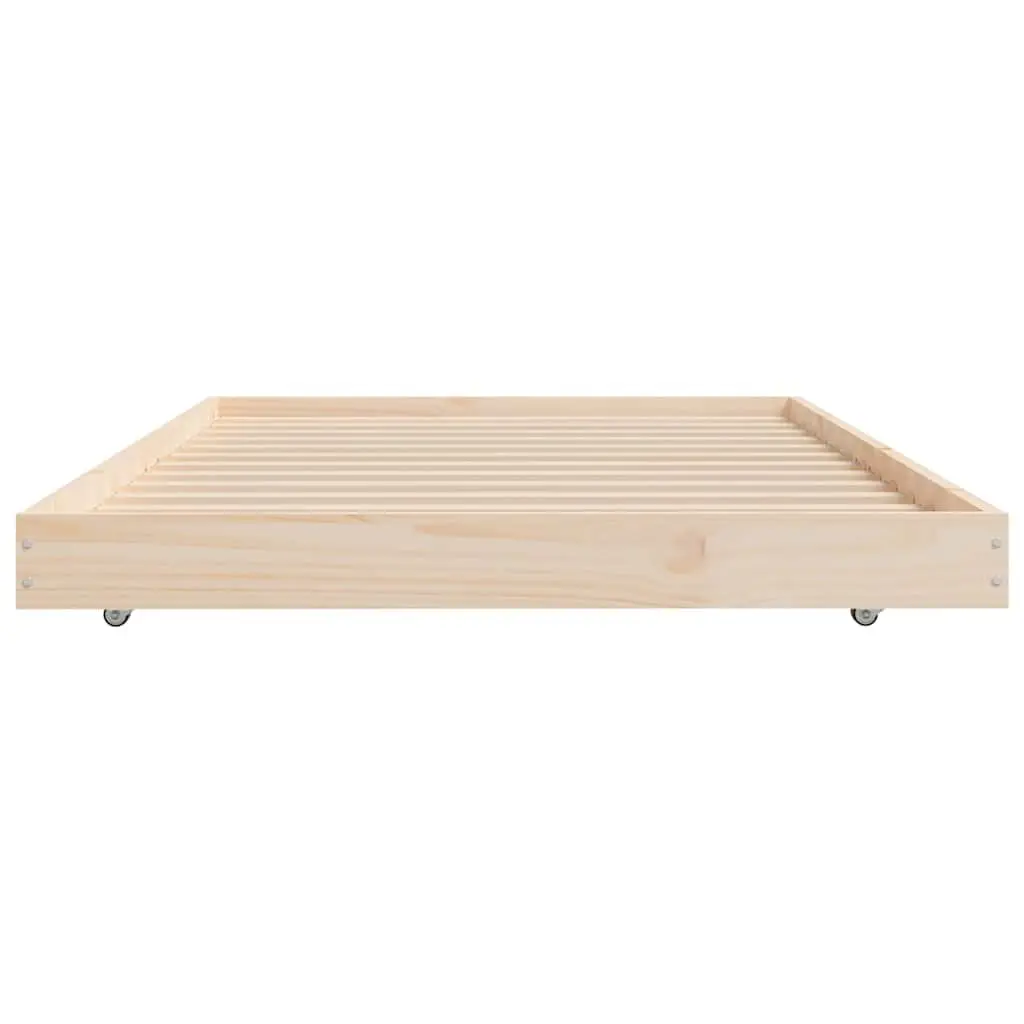 Pine Wood Bed Frame Brown Slatted Base 90x190 cm Bedroom Furniture