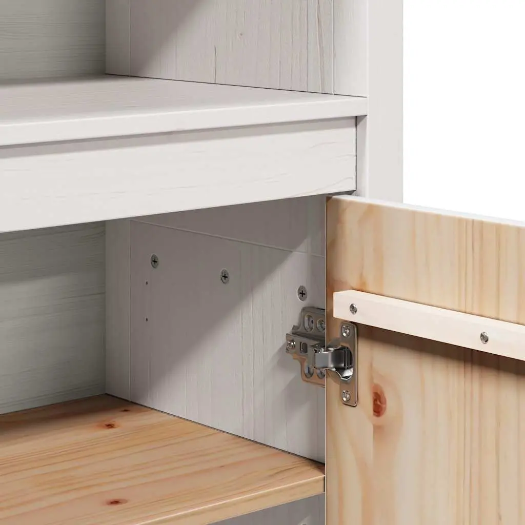 White Highboard Solid Pine Wood Cabinet