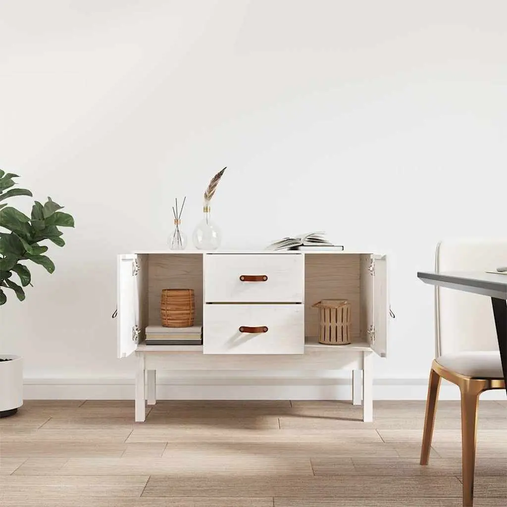 White Sideboard Made from Solid Pine Wood
