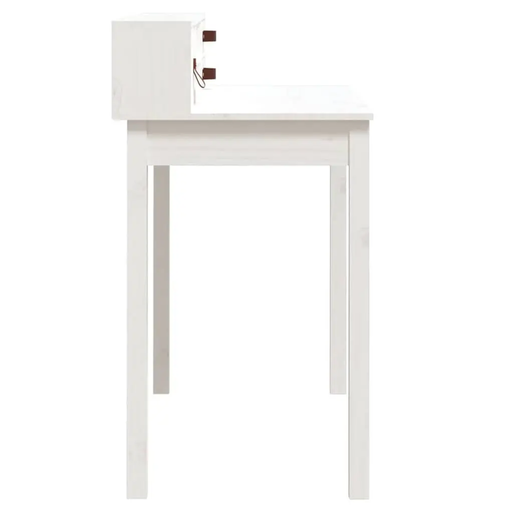 Office Desk Study Computer Table Compact Storage White Solid Pine Wood