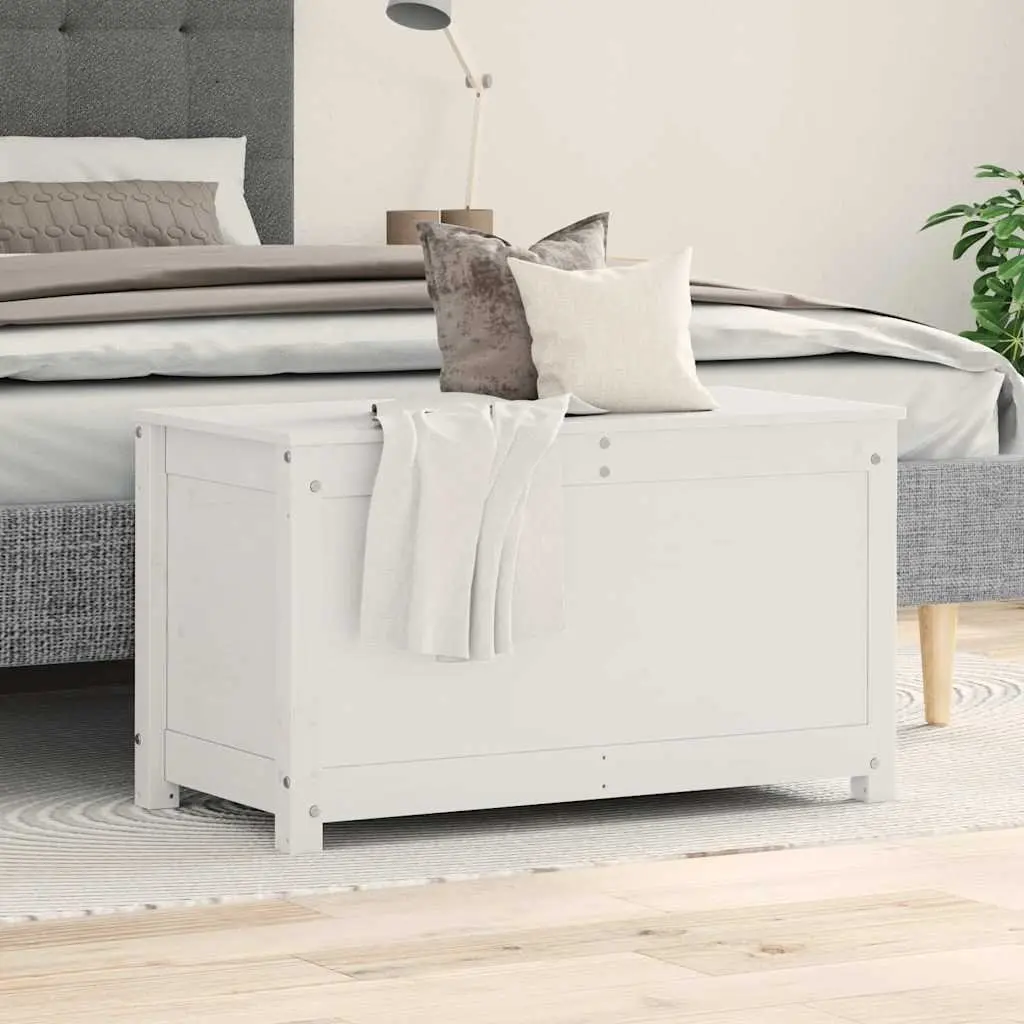 Storage Box Organiser 80x40x45.5cm White Solid Pine Wood Chest