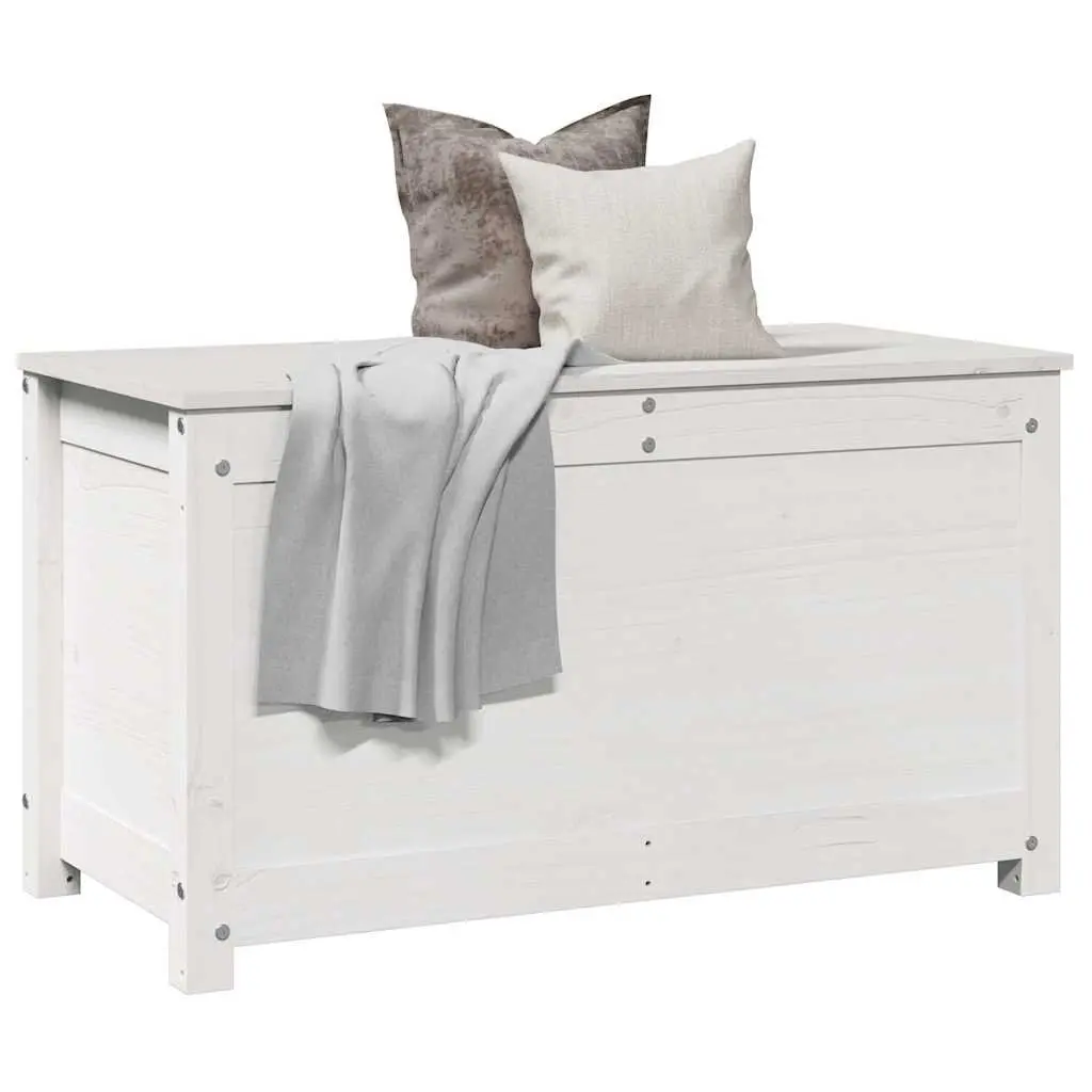 Storage Box Organiser 80x40x45.5cm White Solid Pine Wood Chest