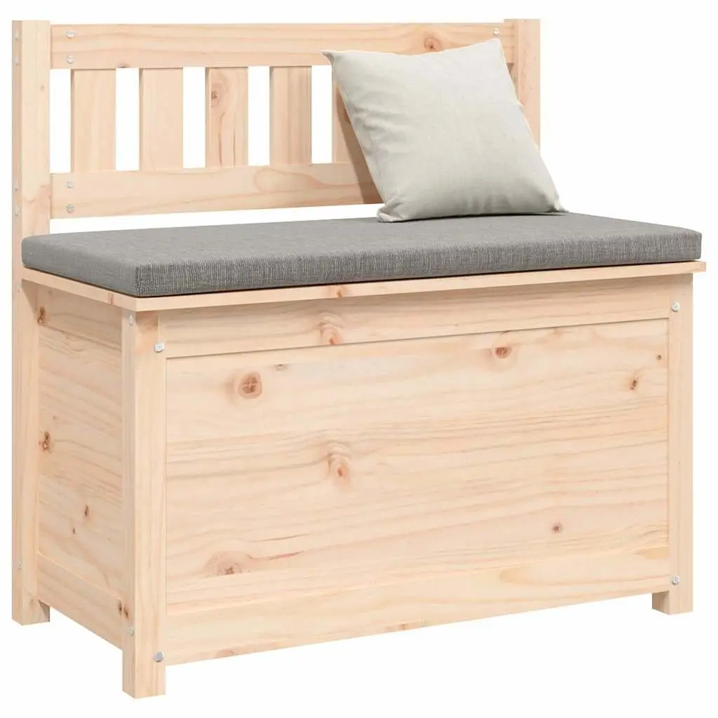 Wooden Storage Bench Backrest 80 x 41 x 77 cm Brown Solid Pine Wood