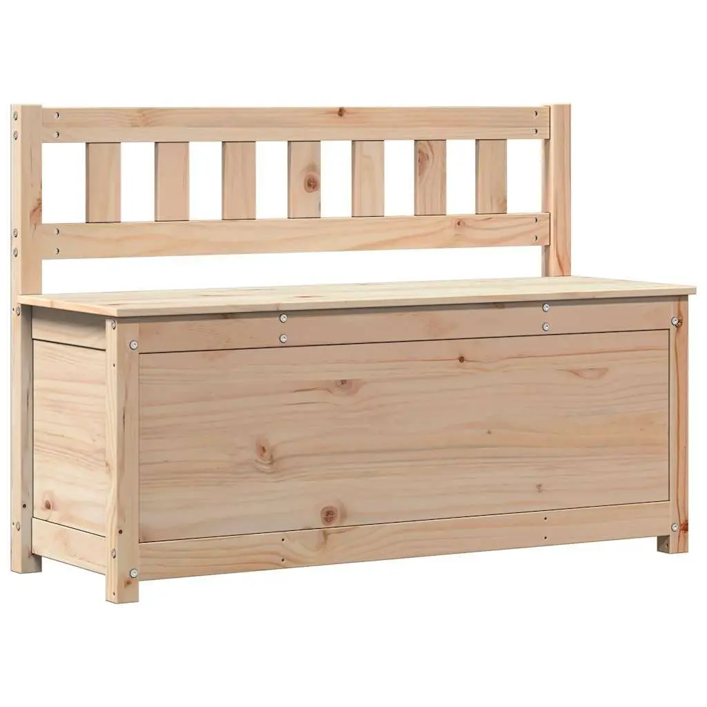 Storage Bench with Backrest in Solid Pine Wood