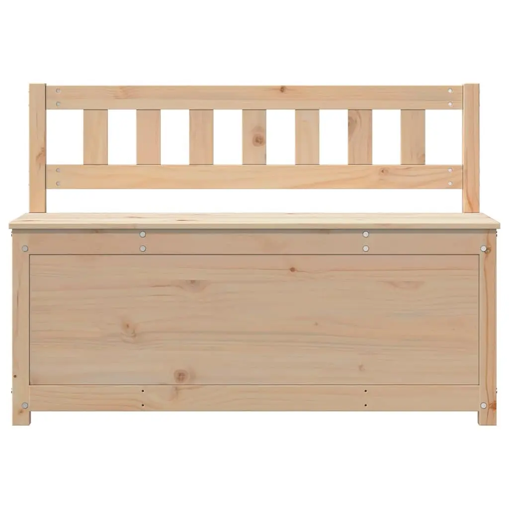 Storage Bench with Backrest in Solid Pine Wood