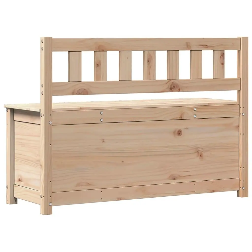 Storage Bench with Backrest in Solid Pine Wood