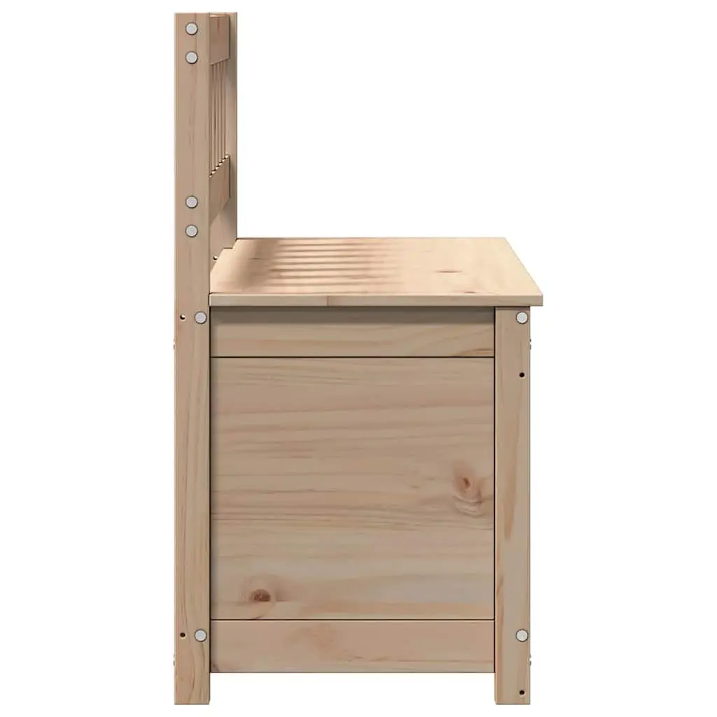 Storage Bench with Backrest in Solid Pine Wood