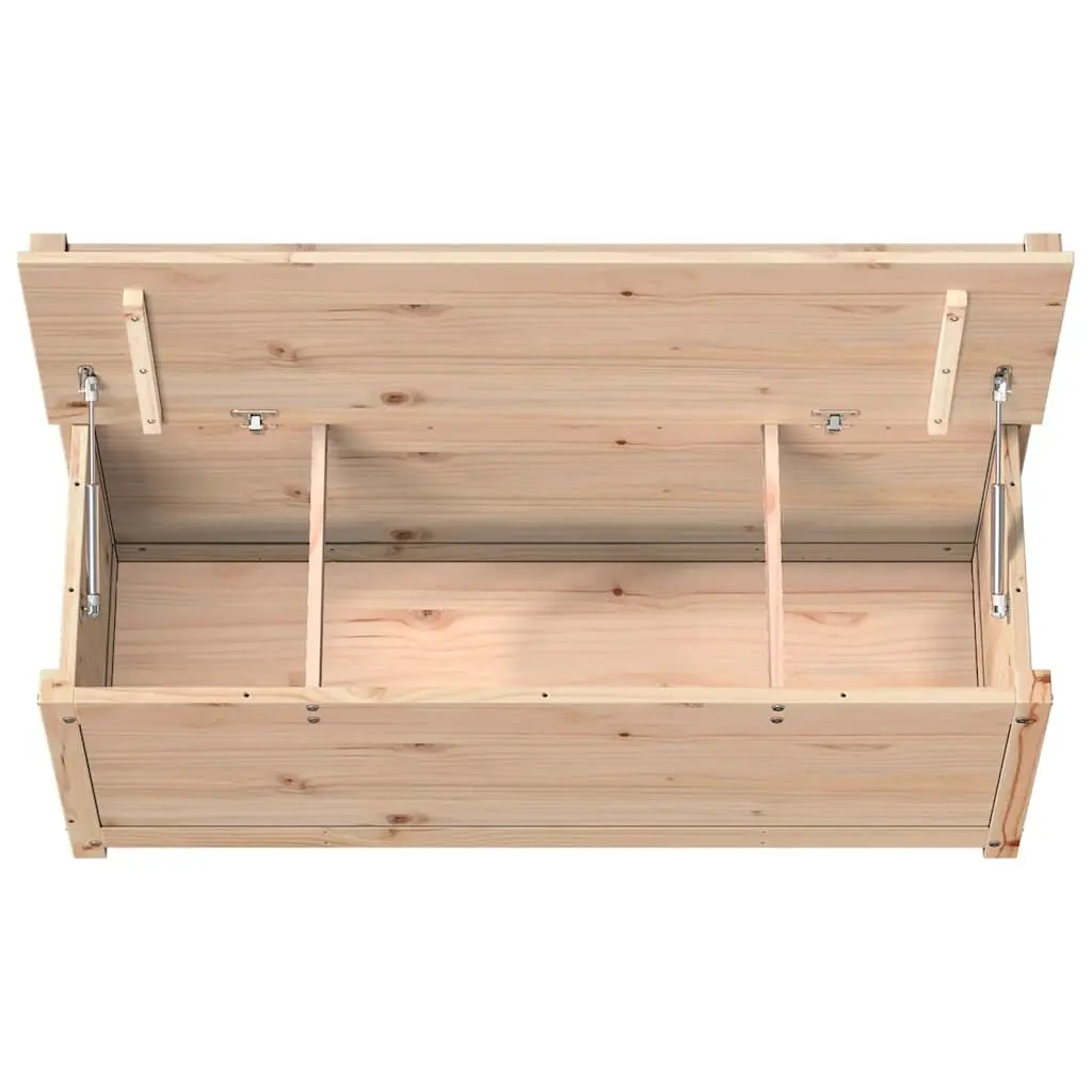 Storage Bench with Backrest in Solid Pine Wood