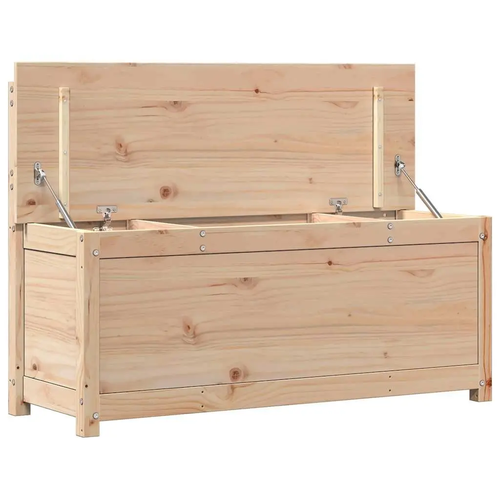 Storage Bench with Backrest in Solid Pine Wood