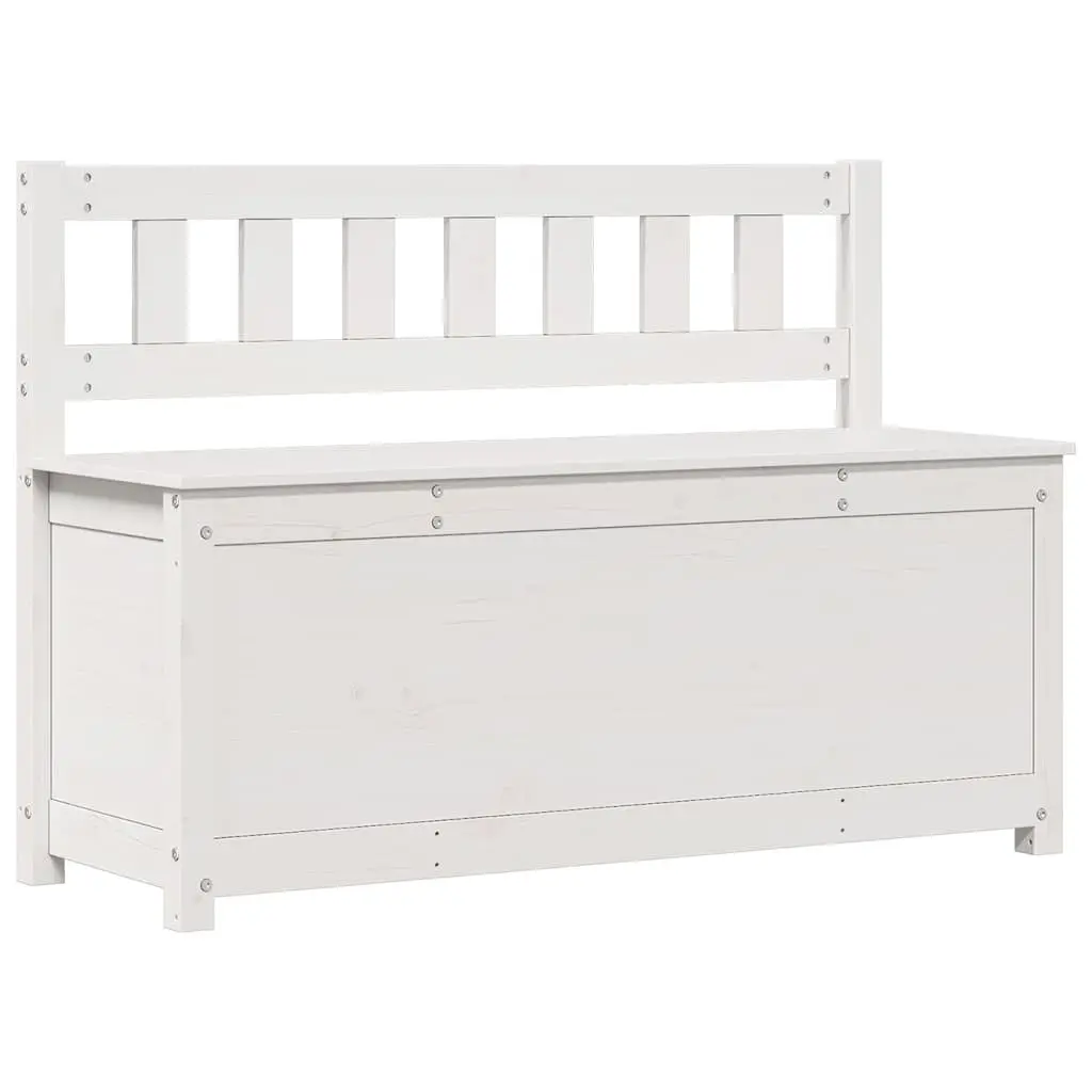 Wooden Bench Storage Box Backrest 110x41x76.5cm White