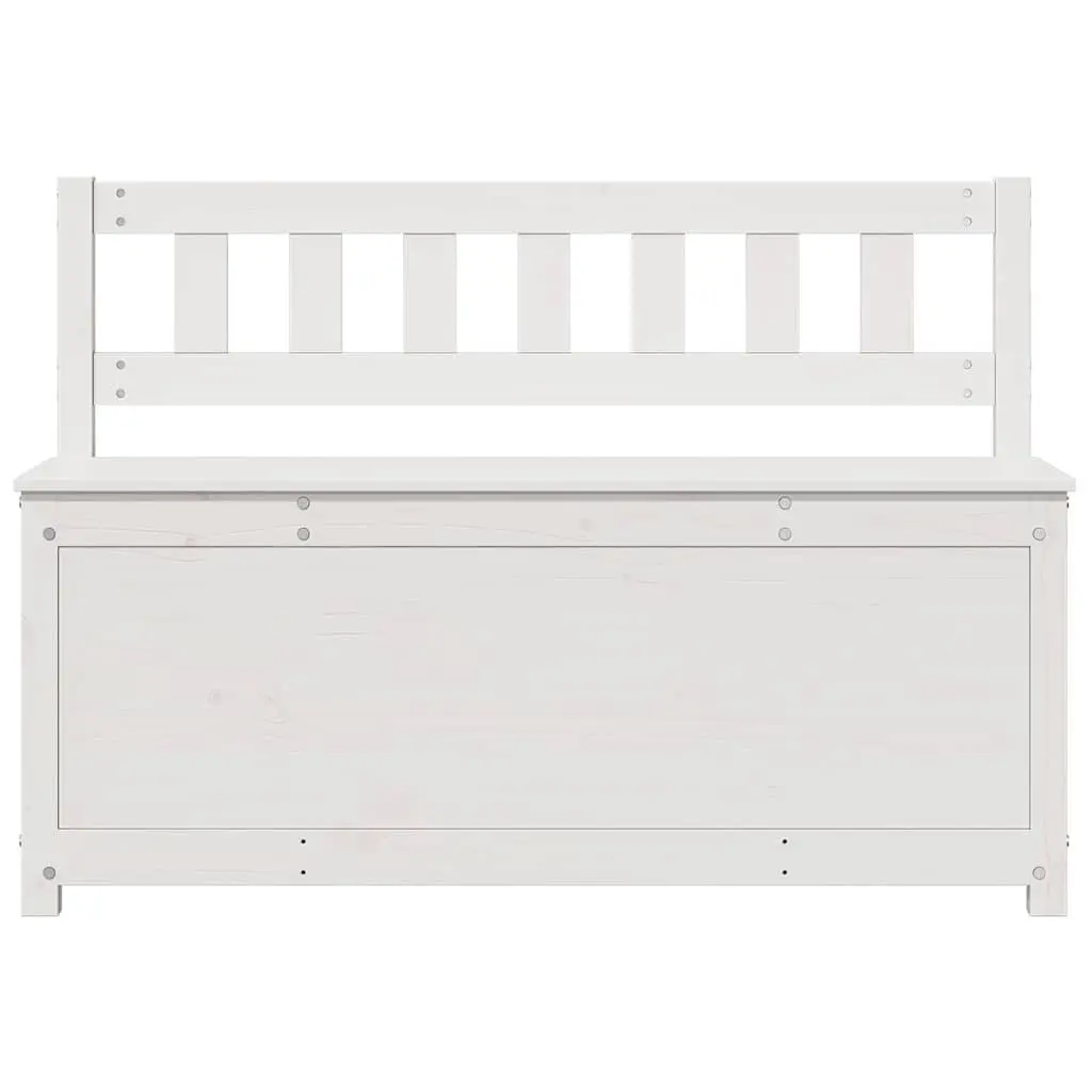 Wooden Bench Storage Box Backrest 110x41x76.5cm White