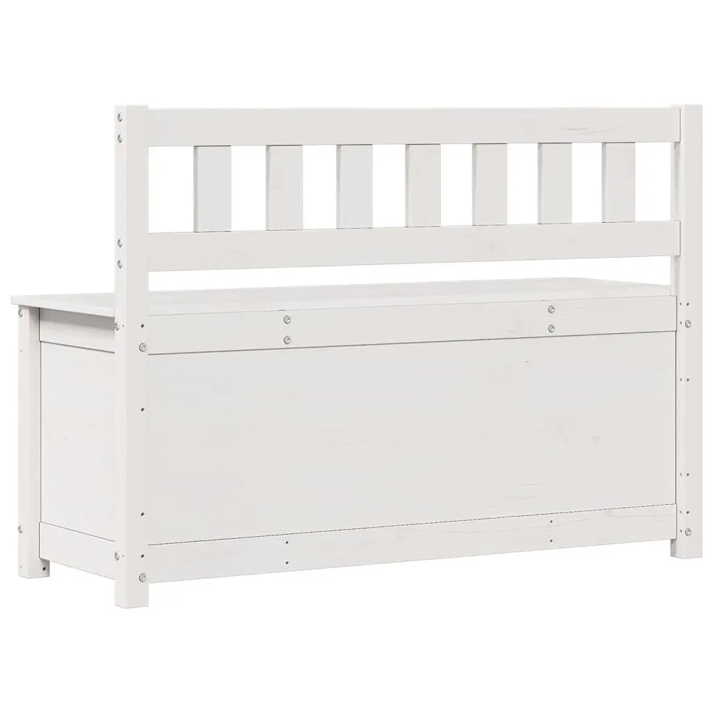 Wooden Bench Storage Box Backrest 110x41x76.5cm White
