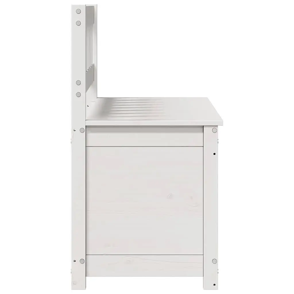 Wooden Bench Storage Box Backrest 110x41x76.5cm White