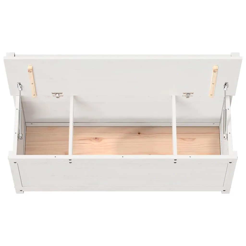 Wooden Bench Storage Box Backrest 110x41x76.5cm White