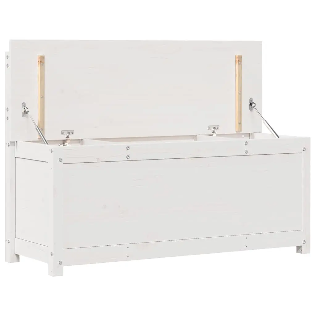 Wooden Bench Storage Box Backrest 110x41x76.5cm White