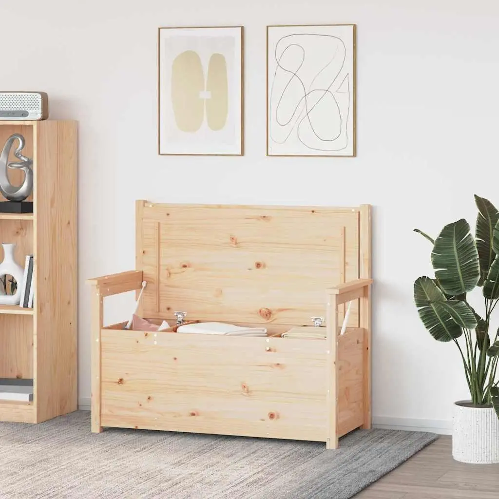 Storage Bench Brown Solid Pine Wood 112.5x51.5x96.5cm with Backrest and Armrests