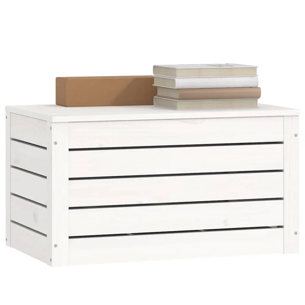 Storage Box Organizer White Solid Wood Pine Chest with Lid