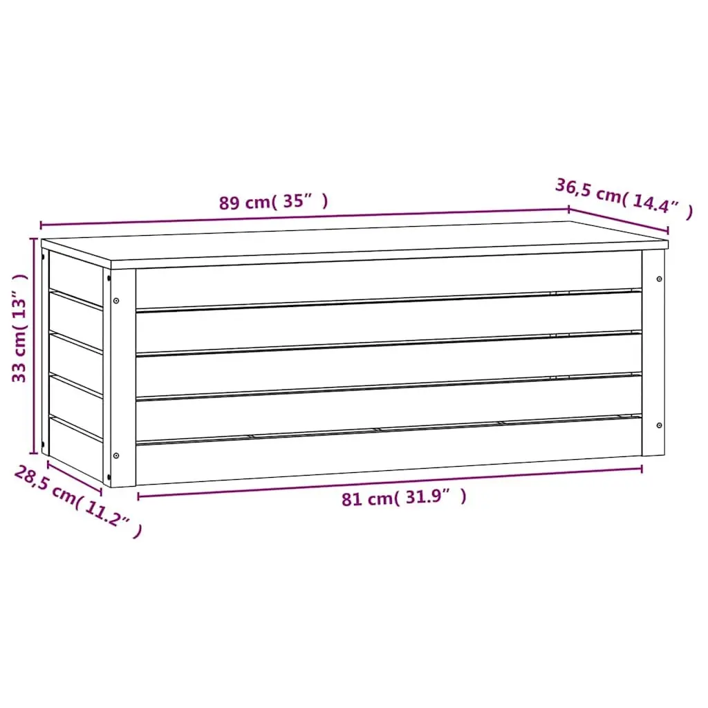 Solid Wood Storage Box 89x36.5x33 cm Pine Furniture with Lid Home Organization