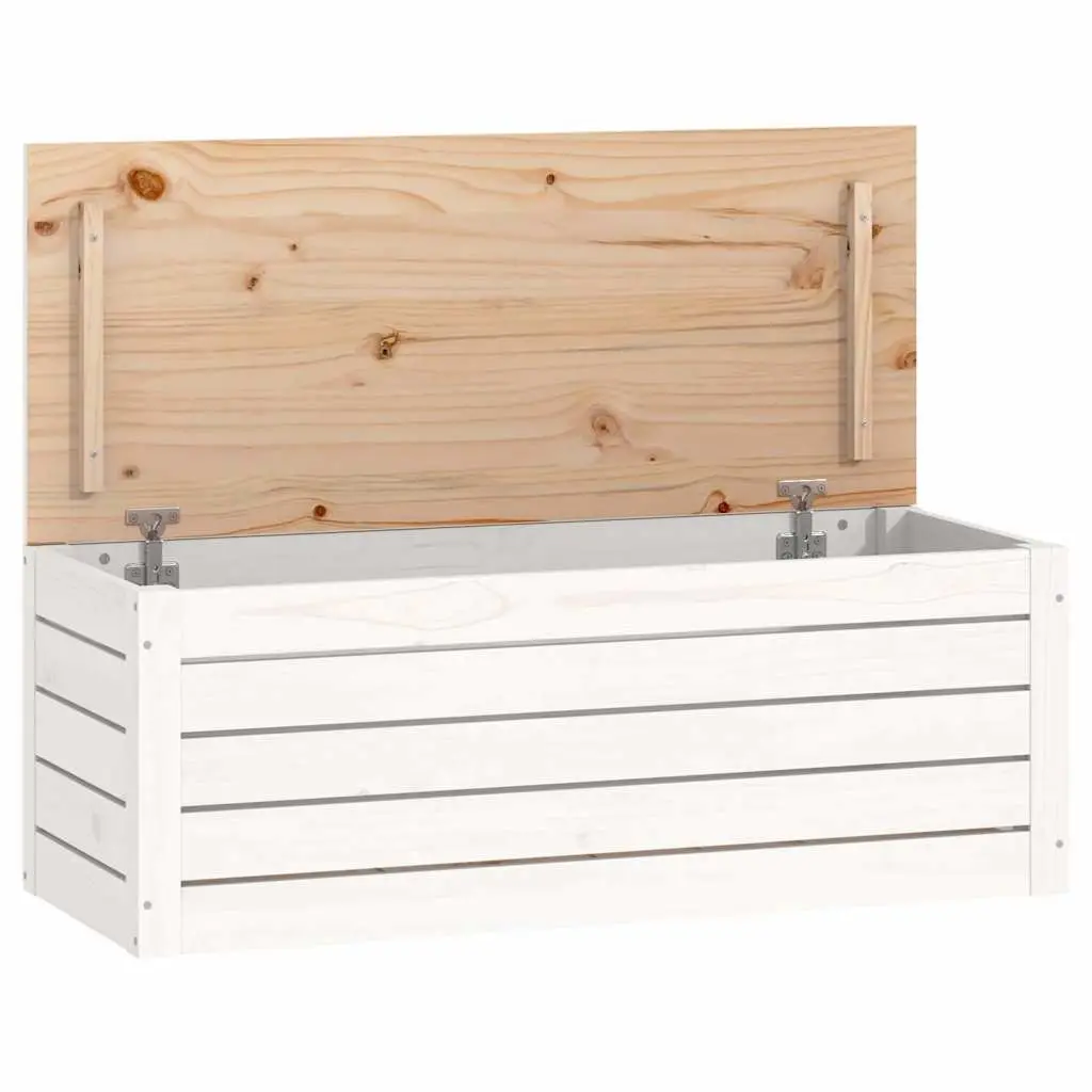 Storage Box Organiser White 89x36.5x33 cm Solid Pine Wood Chest Lid