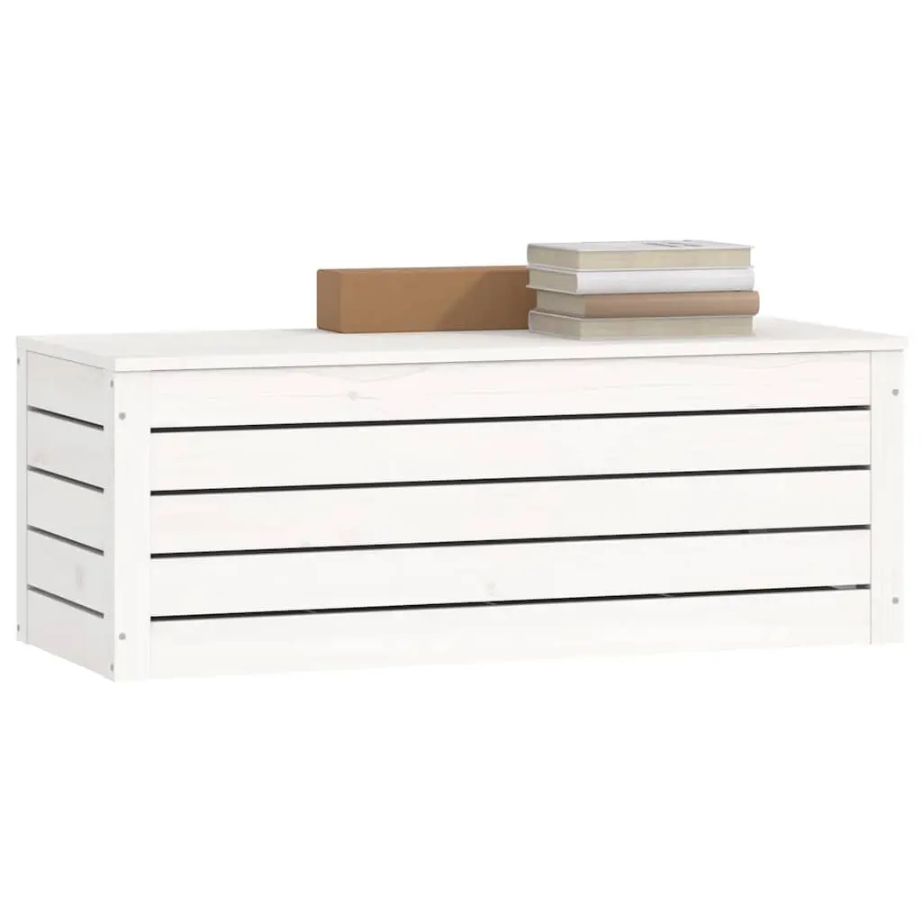 Storage Box Organiser White 89x36.5x33 cm Solid Pine Wood Chest Lid