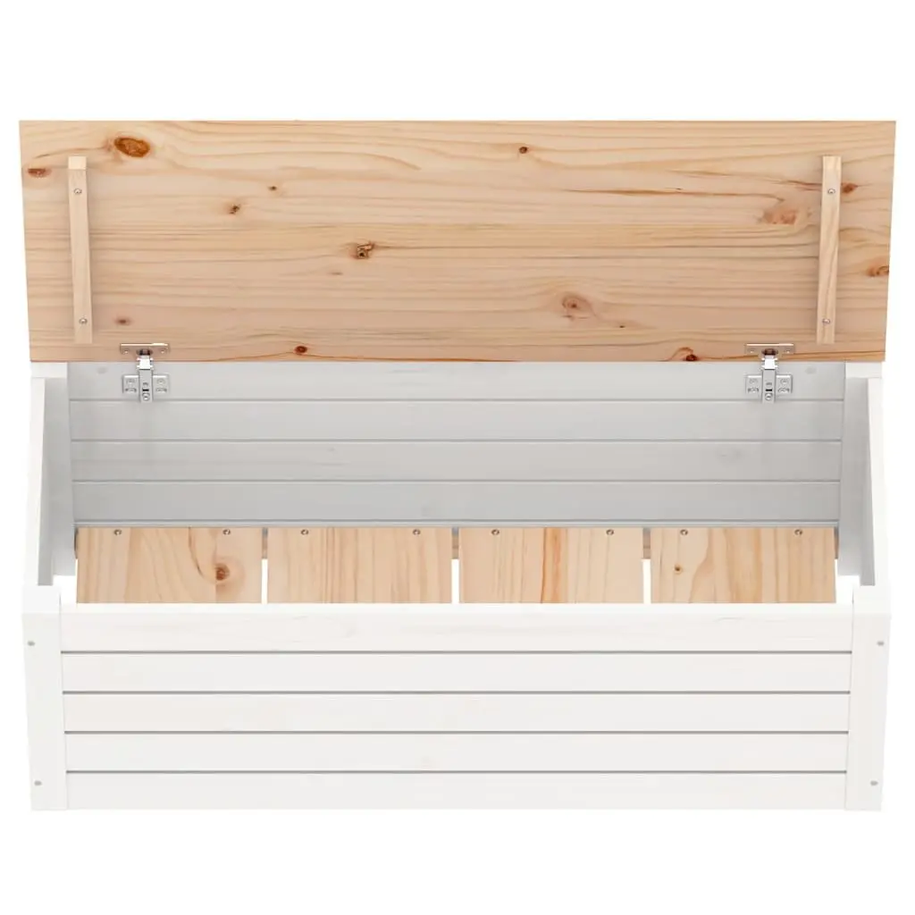 Storage Box Organiser White 89x36.5x33 cm Solid Pine Wood Chest Lid