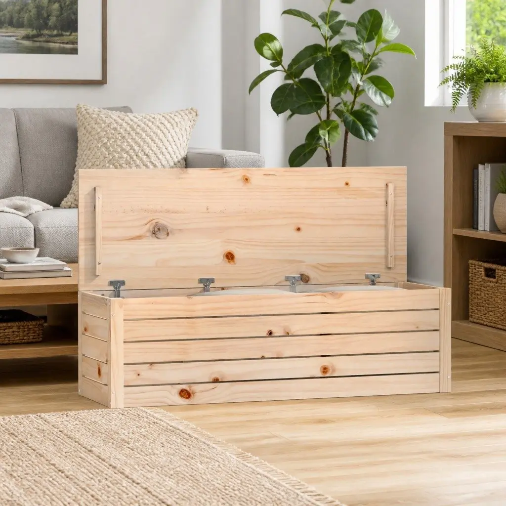 Pine Wood Storage Box with Ample Space