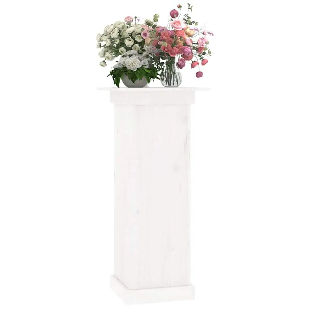 Flower Stand White Solid Pine Plant Display 40x40x90cm Garden Patio Decor