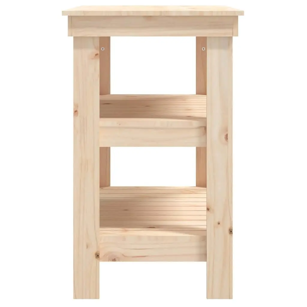 Wooden Work Bench Storage Table Brown Solid Pine Wood Shelves 78.5 x 50 x 80 cm