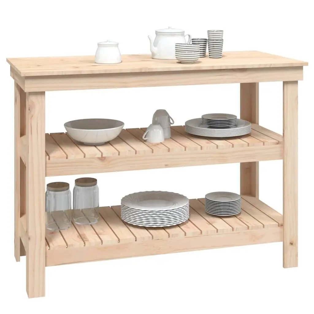 Work Bench Solid Wood Pine Storage Table 1105x500x800mm Brown