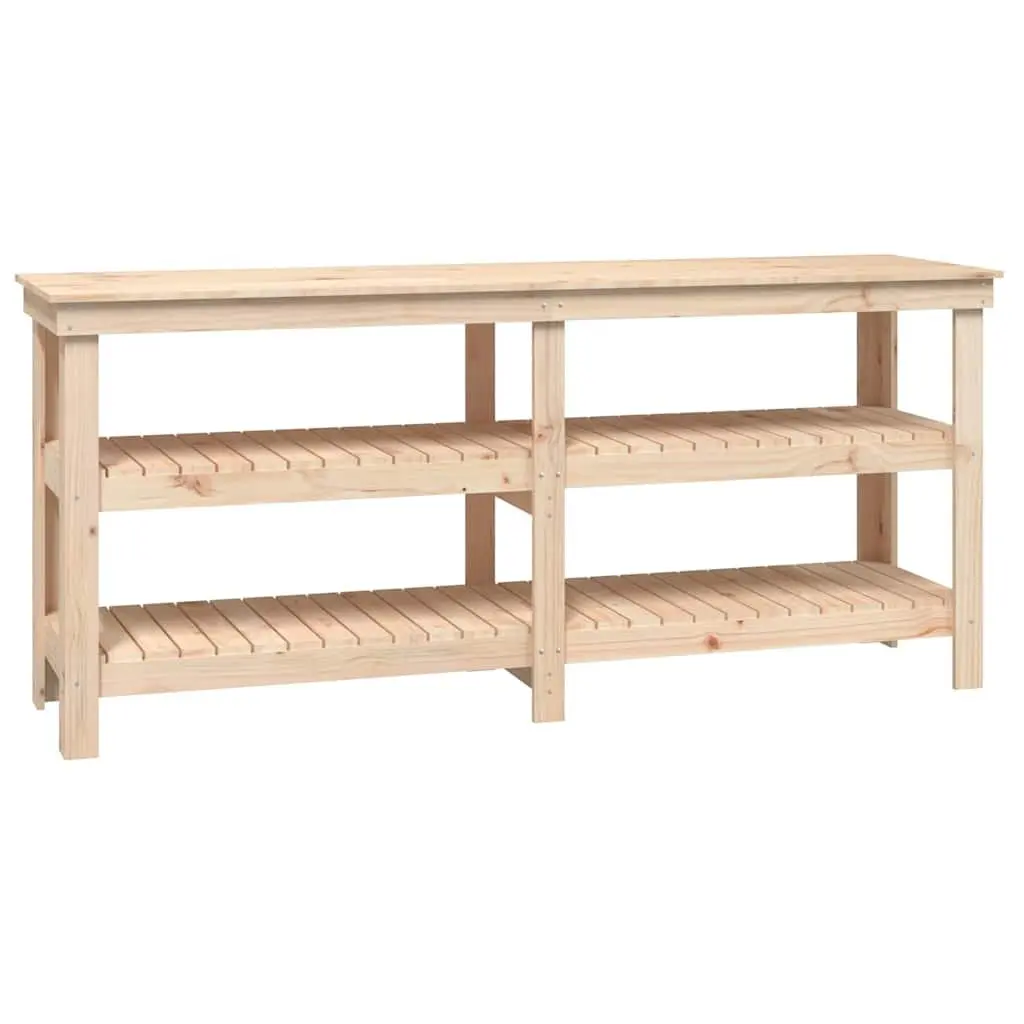 Work Bench Solid Wood Pine 181x50x80 cm Storage Shelves Brown