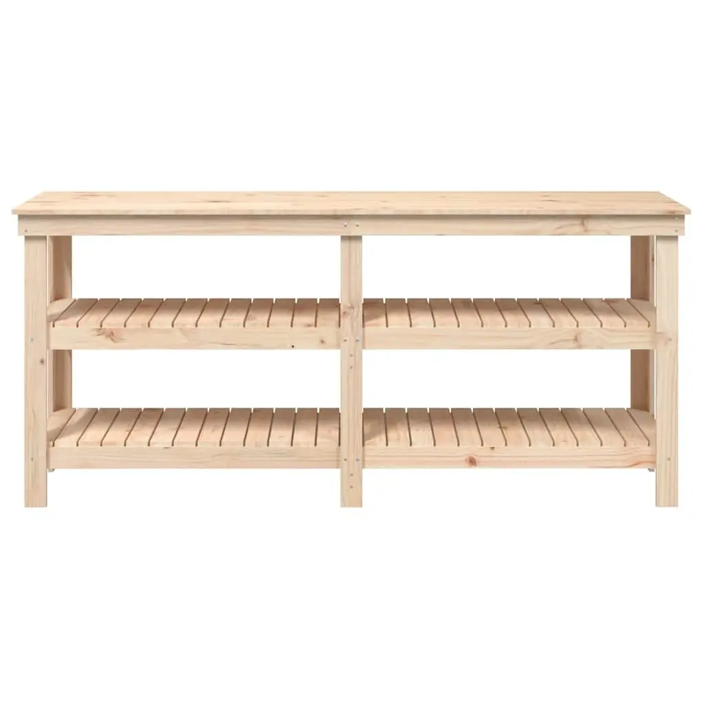 Work Bench Solid Wood Pine 181x50x80 cm Storage Shelves Brown