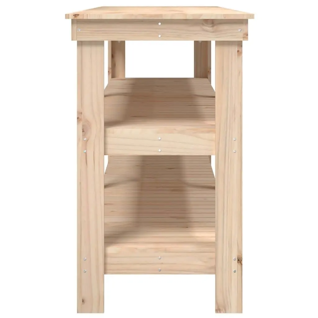 Work Bench Solid Wood Pine 181x50x80 cm Storage Shelves Brown