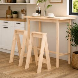 Value Set of 2 Rustic Wooden Bar Stools for Comfortable Seating