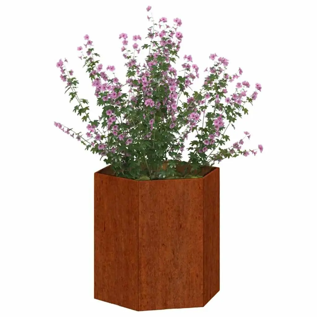 Corten Steel Planter Box Outdoor Flower Pot 40x40x45 cm Brown