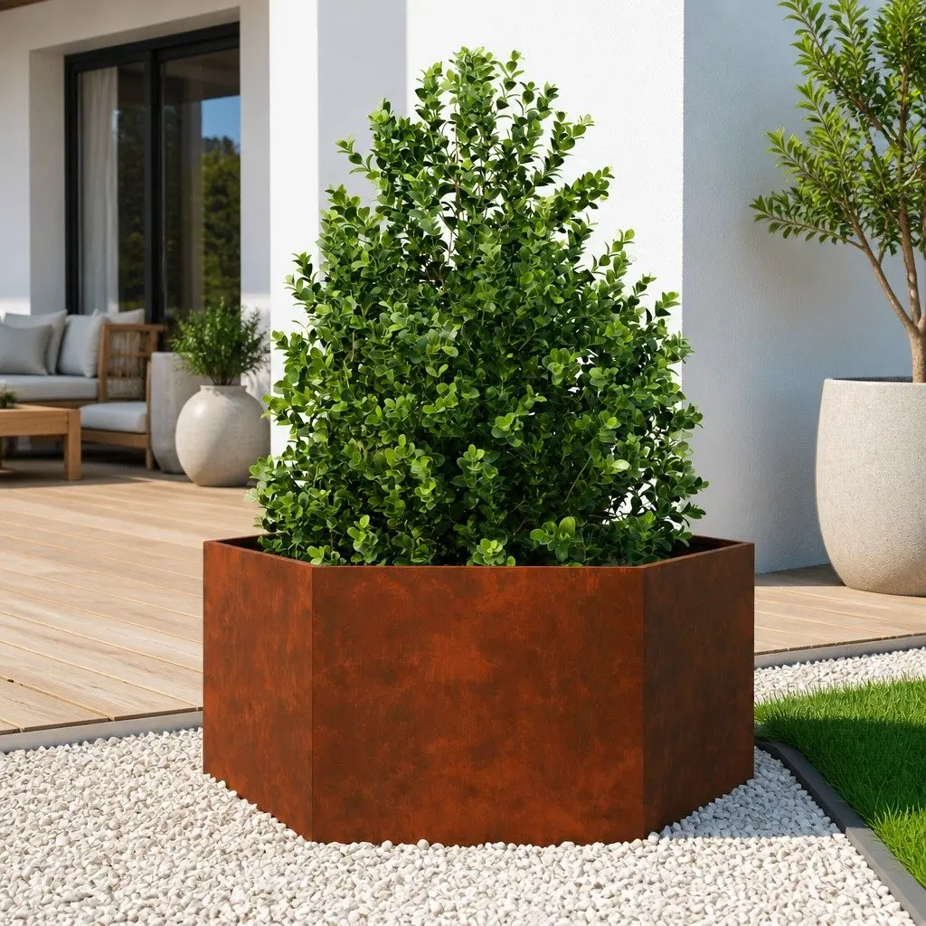 Corten Steel Planter Box Rusty 90x90x45 cm Raised Garden Bed Brown