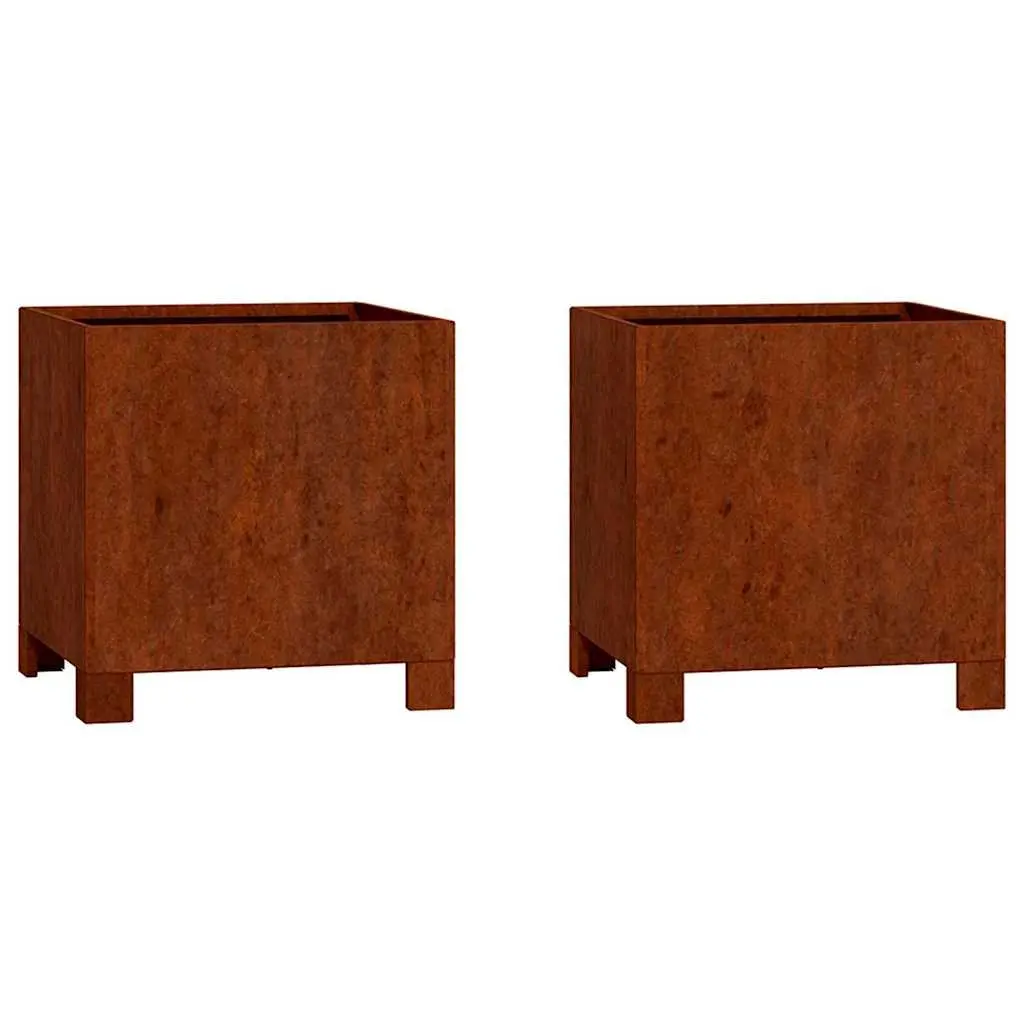 Planters with Legs Garden Decor 30x30x30 cm Brown Outdoor Raised Bed 2 Piece
