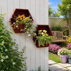 Low-Maintenance Corten Steel Wall Planters - 2 Pieces