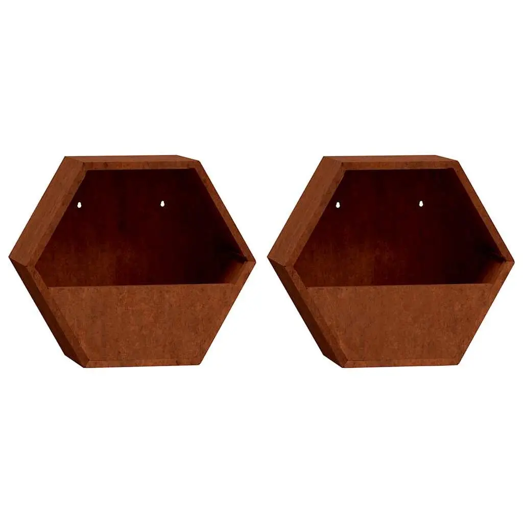Wall Planters 2 Pieces Corten Steel 46x10x40 cm Garden Balcony Patio Decor Box Brown