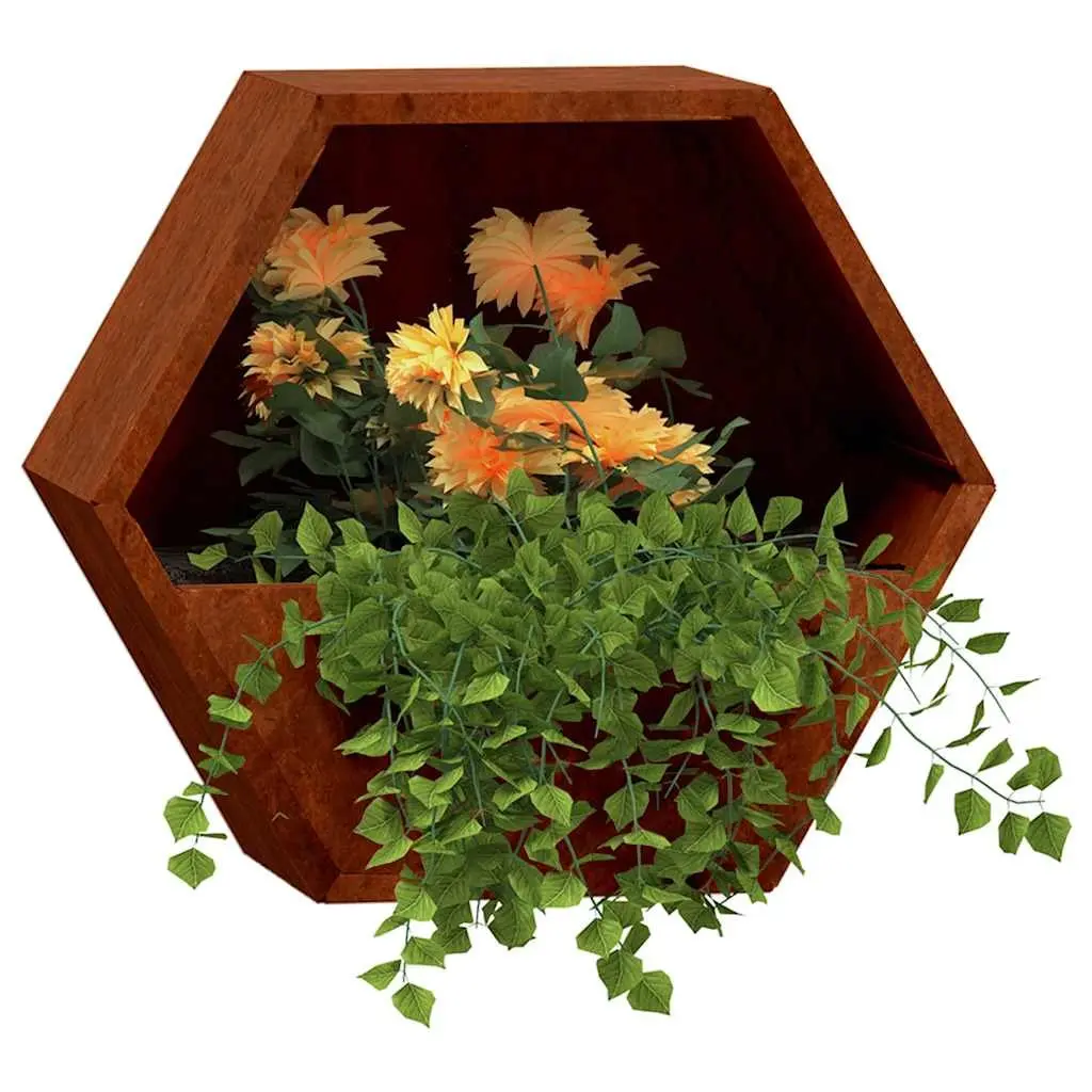 Wall Planters 2 Pieces Corten Steel 46x10x40 cm Garden Balcony Patio Decor Box Brown