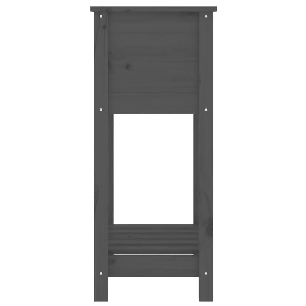 Wooden Planter Raised Garden Flower Box with Shelf Grey Solid Pine 54 x 34.5 x 81 cm
